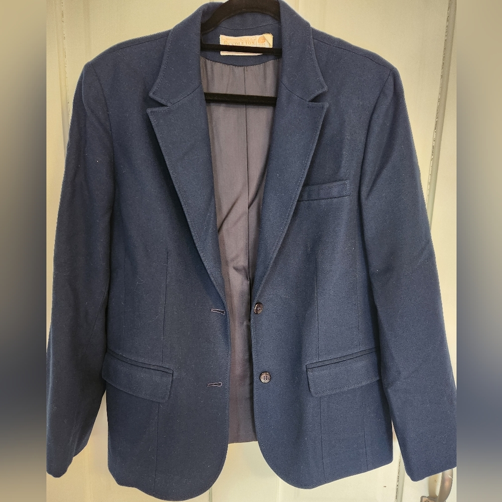 Vintage Pendleton Wool Navy Blue Blazer size 14 Made in the USA